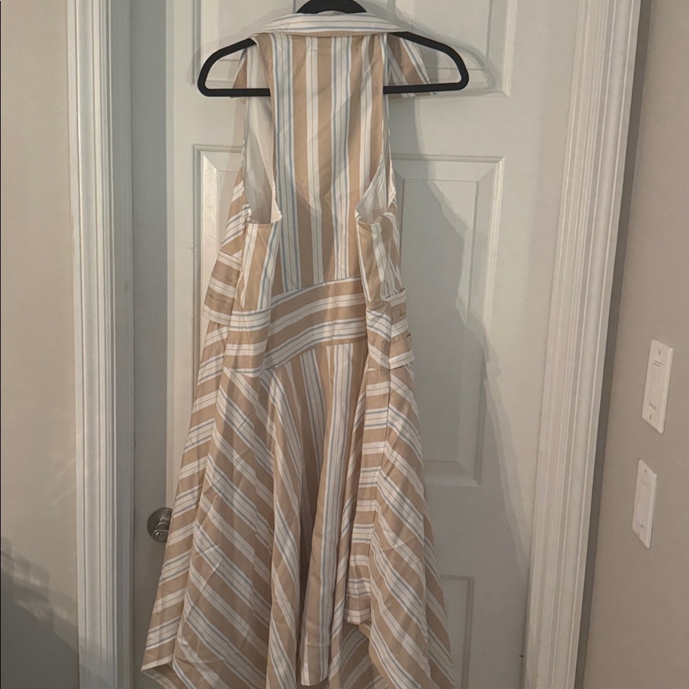 Maeve Striped Midi Dress in Beige and White - Picture 4 of 4